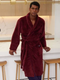 Savile Row Company Robe de chambre en polaire douce à passepoils Online