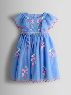 Jojo Maman Bébé Robe de fête en tulle appliqué fleuri et cerise