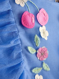 Jojo Maman Bébé Robe de fête en tulle appliqué fleuri et cerise