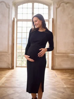 Seraphine Robe de grossesse en maille à Col rond Clearance