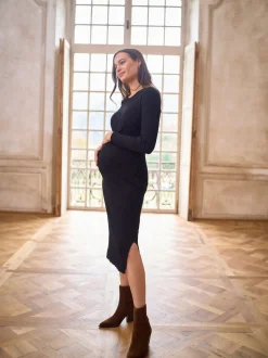 Seraphine Robe de grossesse en maille à Col rond Clearance