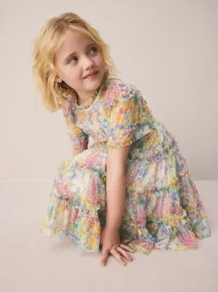 Laura Ashley Robe smockée à volants Discount