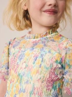 Laura Ashley Robe smockée à volants Discount