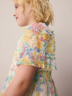 Laura Ashley Robe smockée à volants Discount