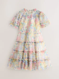 Laura Ashley Robe smockée à volants Discount