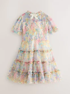 Laura Ashley Robe smockée à volants Discount