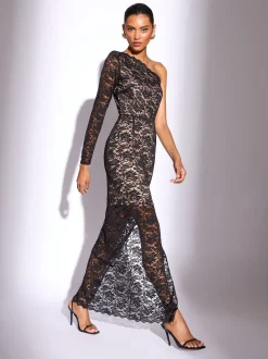 Lipsy Robe Midaxi Bodycon asymétrique en Dentelle Hot