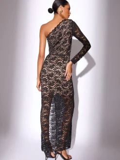 Lipsy Robe Midaxi Bodycon asymétrique en Dentelle Hot