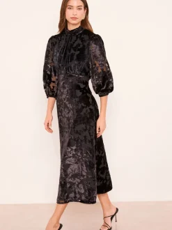 Lipsy Robe mi-longue Devore Velvet à manches bouffantes Outlet