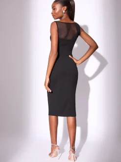 Lipsy Robe mi-longue Mesh Mix sans manches Bodycon Online