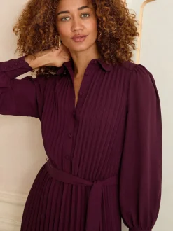 Love & Roses Robe mi-longue plissée Online