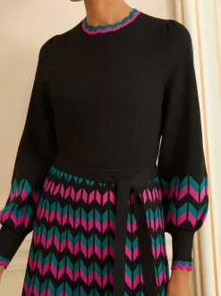 Love & Roses Robe mi-longue en maille festonnée Outlet