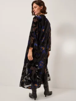 Monsoon Robe mi-longue Giselle transparente Fleuri Devoré Hot