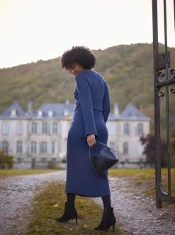 Seraphine Robe mi-longue de Grossesse et d'Allaitement en maille côtelée Sale