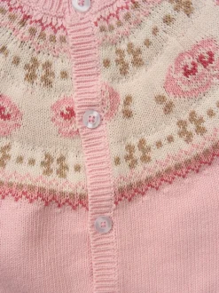 Rock-A-Bye Baby Boutique Rock a bye baby boutique Ensemble Cardigans et Pantalons Rose à Motif Fair Isle