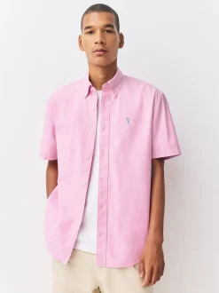 Next - Ajustement régulier - Chemise Oxford à manches courtes Rose Clearance