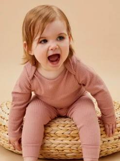 Mori Rose - Body côtelé extensible à manches longues et encolure Sale