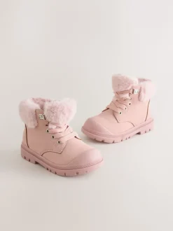 Next Rose - Bottes doublées de fausse fourrure à lacets Online