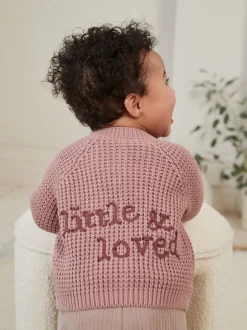 Next Rose - Cardigan bébé en tricot brodé d'un slogan au dos (0mths-2yrs) Online