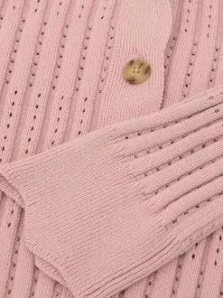 Reiss Rose - Cardigan Seren en maille côtelée de pointelle Outlet