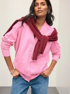 Next - Cardigan ultra-doux à col en V avec poches Rose Sale