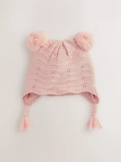 Next Rose - Chapeau de trappeur à double pompon en pointelle pour bébé (0mois2ans) Hot