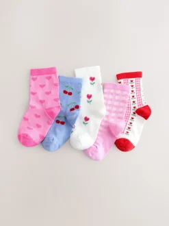 Next Rose - Chaussettes de cheville Cotton Rich Cherry 5 Lot Discount