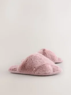 Next Rose - Chaussons à enfiler en fausse fourrure