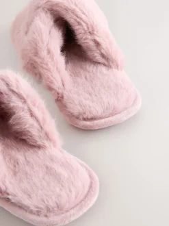 Next Rose - Chaussons à enfiler en fausse fourrure