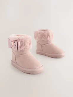 Baker by Ted Baker Rose - Chaussons bottes fille en fausse fourrure avec nœud New
