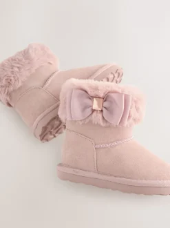 Baker by Ted Baker Rose - Chaussons bottes fille en fausse fourrure avec nœud New