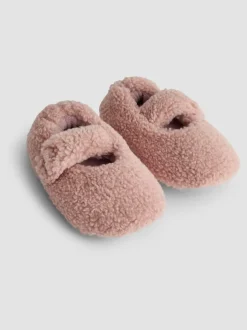 Jojo Maman Bébé Rose - Chaussons Ballerines en velours à nœud Clearance