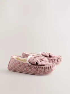 Next Rose - Chaussons mocassins à carreaux cœur