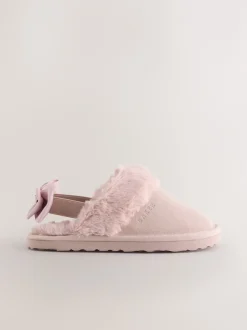 Baker by Ted Baker Rose - Chaussons mules fille en daim en fausse fourrure avec nœud Hot