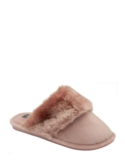 Dunlop Rose - Chaussons mules en fausse fourrure Ladies à bout fermé Hot