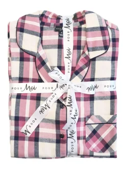 Pour Moi Rose - Coffret cadeau pyjama en coton brossé à carreaux confortables Discount