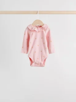 Next Rose / Crème / Marron Ditsy - Body à volants et manches longues bébé Lot de 4 (0mois2ans) Best