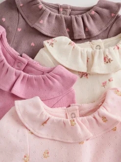 Next Rose / Crème / Marron Ditsy - Body à volants et manches longues bébé Lot de 4 (0mois2ans) Best