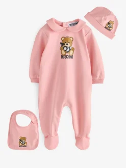 Moschino Rose - Dors-bien bébé à logo, bonnet et bavoir avec coffret cadeau Clearance