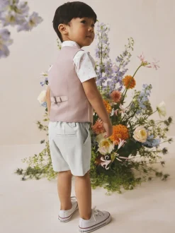 Next - Ensemble gilet, chemise, short et cravate (3mois9ans) Rose Discount