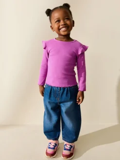 Next Rose - Haut côtelé à volants et manches longues (3mois à7ans) Clearance