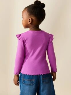 Next Rose - Haut côtelé à volants et manches longues (3mois à7ans) Clearance