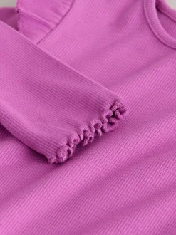 Next Rose - Haut côtelé à volants et manches longues (3mois à7ans) Clearance