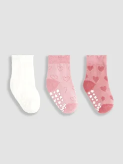 Jojo Maman Bébé Rose - 3{Paquet de chaussettes Cœur New