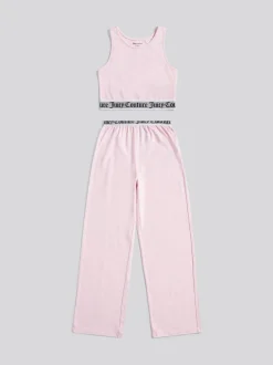 Juicy Couture Rose - élastique Lounge Manches courtes Raccourci Gilet et Pyjamas Ample Outlet