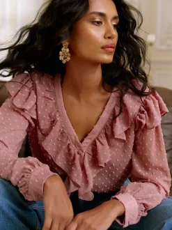 Lipsy Rose - Volants Dobby Blouse Hot