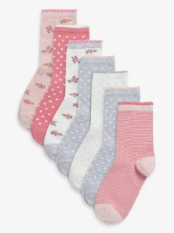 Next Rose - Lot de 7 chaussettes de cheville Cotton Rich Pretty Outlet