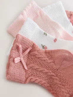 Next Rose - Lot de 5 paires de Chaussettes BÉBÉ Ditsy Torsade (0mois-2ans) Discount