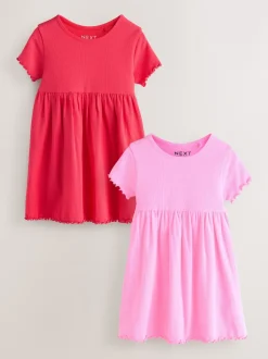 Next Rose - Lot de 2 robes côtelées à manches courtes (3mois7ans) Outlet