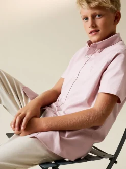 Next - Manches courtes Coton riche Oxford Chemise (3-16ans) Rose Best